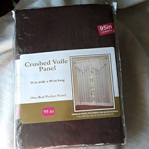 Brown Crushed Voile Rod Pocket  Panel 51"W x 95"L NWOT